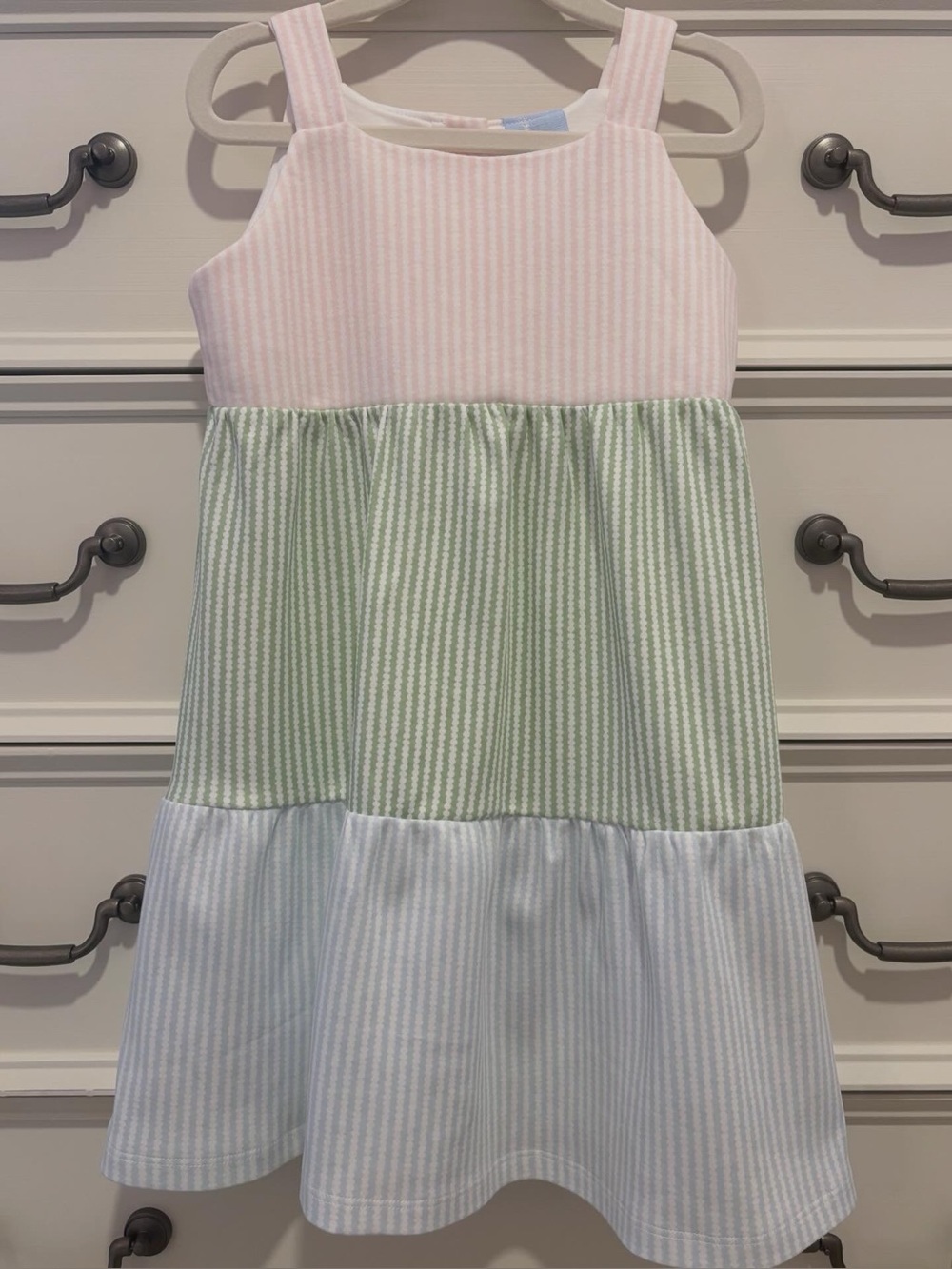 NWOT Bella Bliss Pink, Green & Blue Seersucker Dress - Size 5